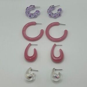 Earring Bundle Acrylic Pink, Purple & Iridescent Earrings